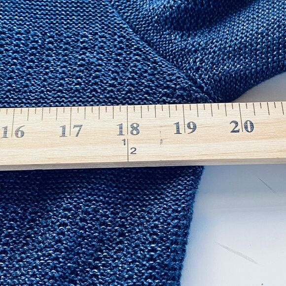 Talbots Cardigan Sweater Womens Size Large Navy Blue Open 100% Linen Lightweight - Picture 3 of 6